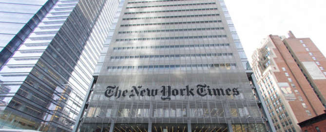 Sede do The New York Times, em Nova Iorque, nos Estados Unidos | Foto: Reprodução//Nieman Lab