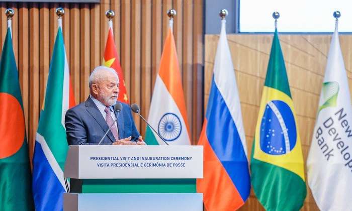 O presidente Luiz Inácio Lula da Silva (PT) durante agenda do NDB, em Xangai, na China RICARDO STUCKERT / PR - 13/04/2023